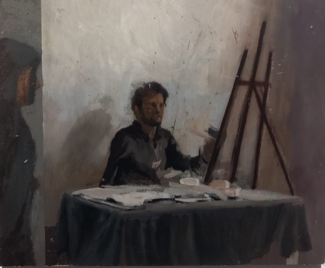 pintor en su estudio
